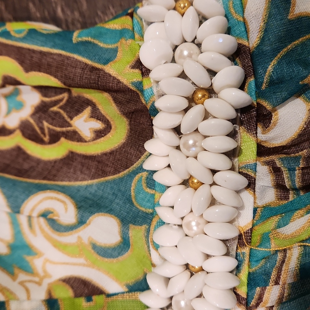 ❤️ NWOT! MILLY BEADED GREEN GOLD BROWN A-LINE DRESS, 2 - Picture 9 of 16